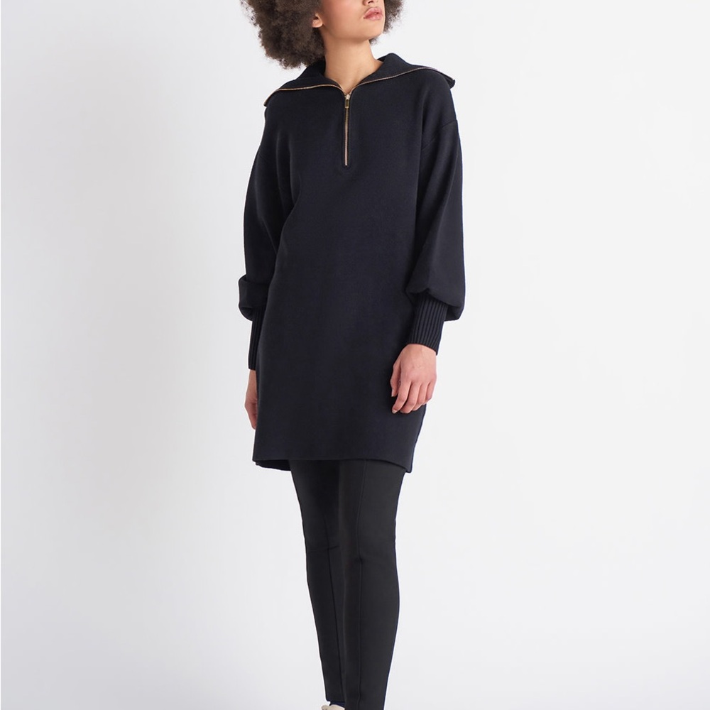 Dex Black Tape Zip-Up Sweater Dress